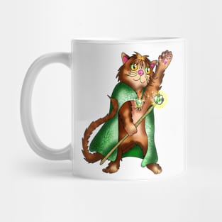 Mighty magician cat with glowing staff Mug